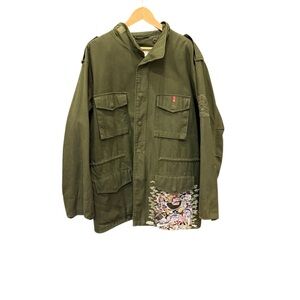 Ciano Farmer Men's Green Embroidered Hooded Utility Jacket sz L